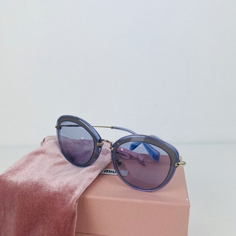 Miu Miu Lilac Pale Purple Cat Eye Style Metallic Argil Purple Lens Sunglasses - Picture 3 of 10